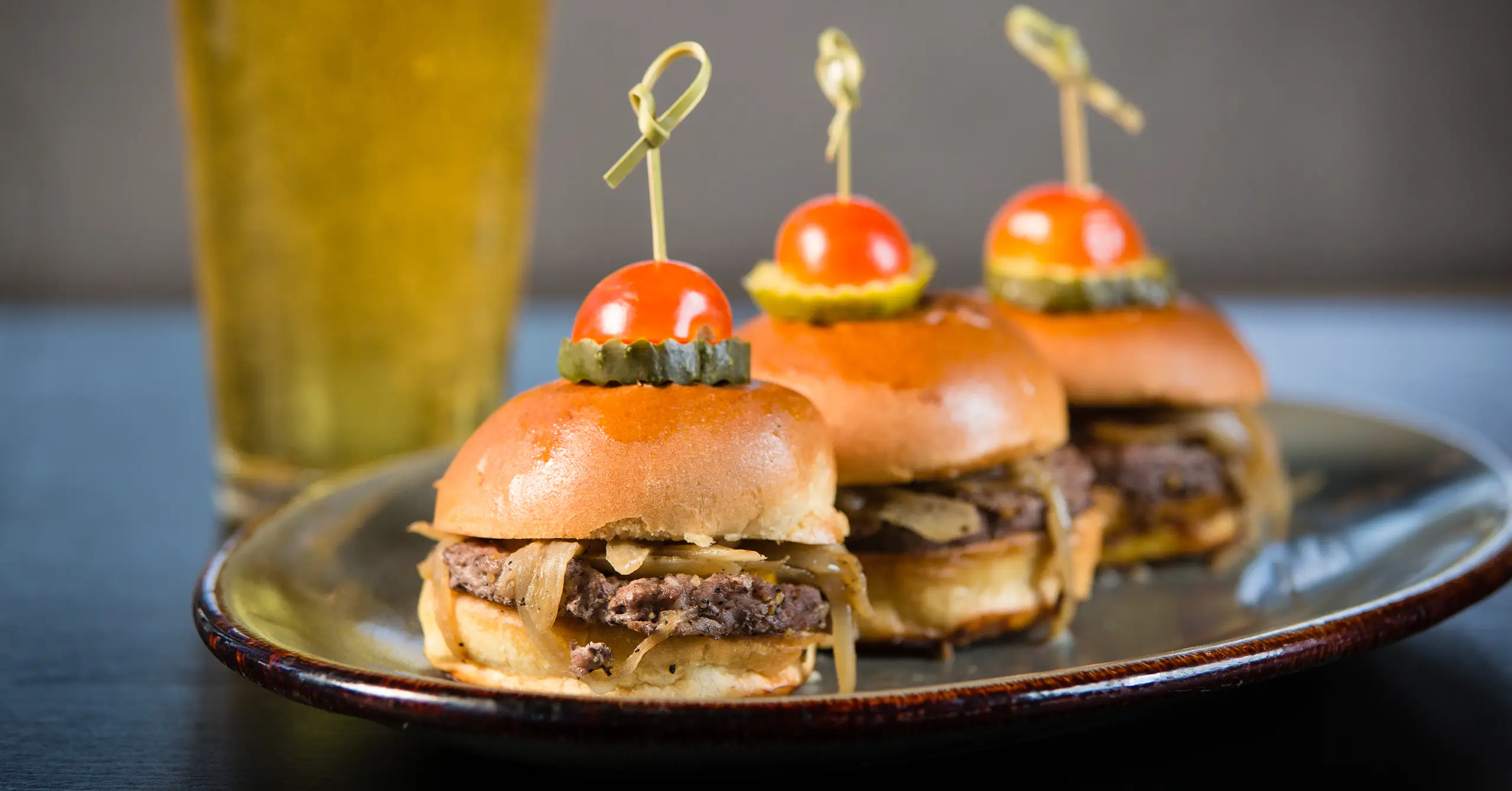 beef sliders set out to eat at the peel