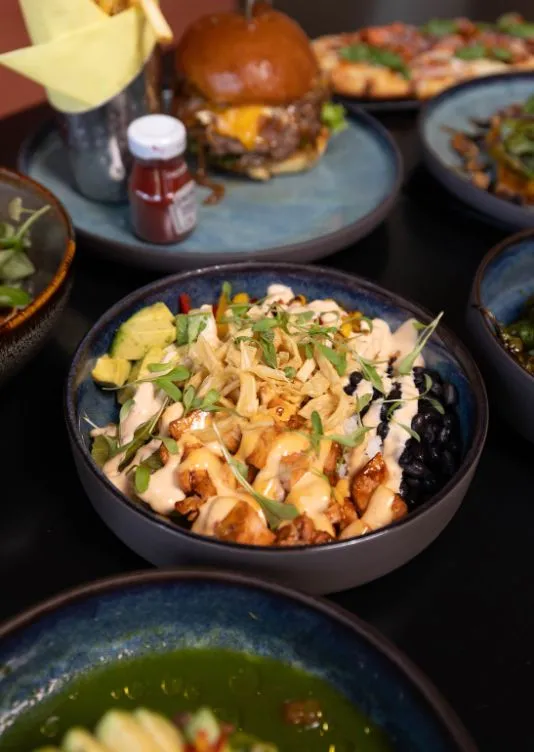 A barbecue chicken bowl