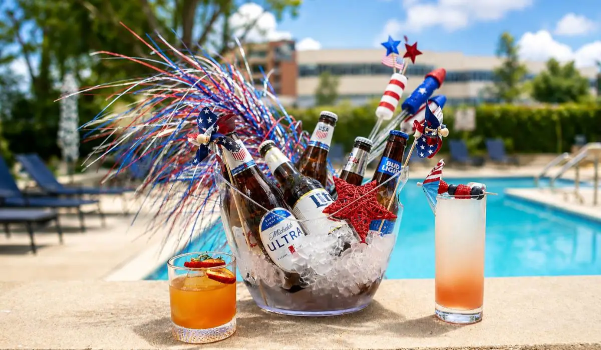 Alcoholic drinks with patriotic decorations