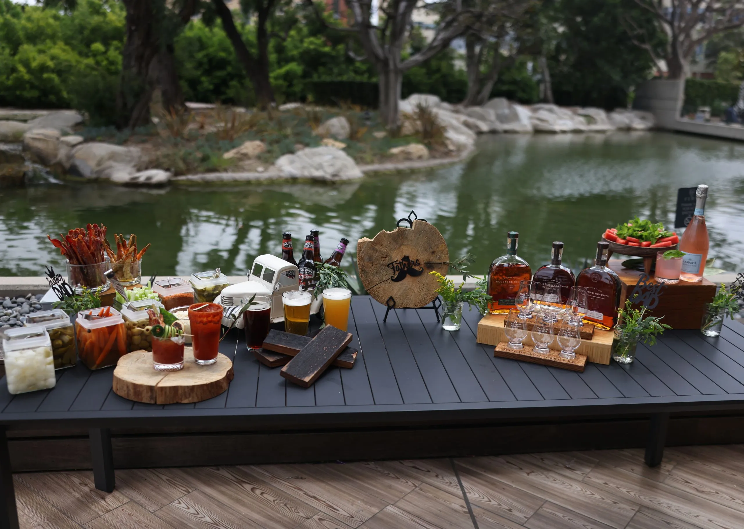 The Peel's June featured cocktails lined up on a table