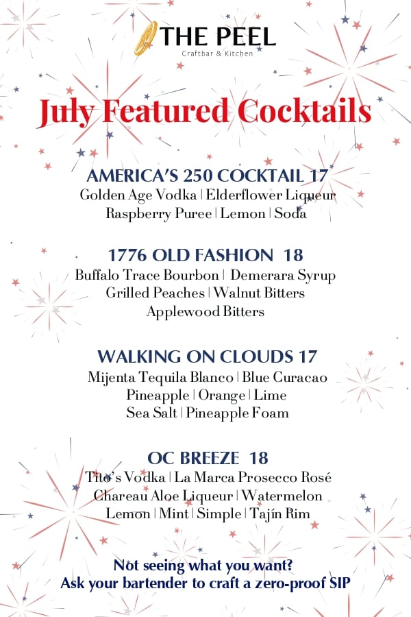 The list of July featured cocktails